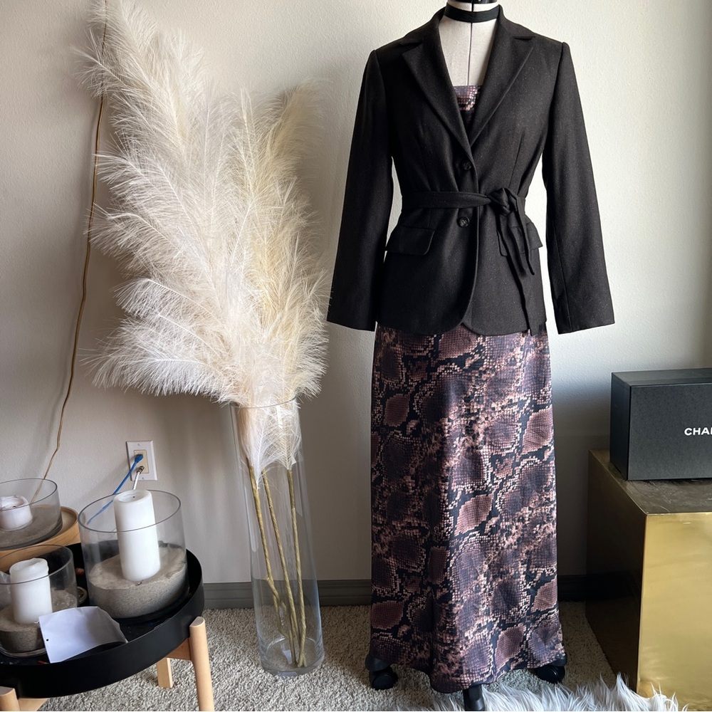 SISLEY brown tweed belted tailored blazer - Picture 3 of 13